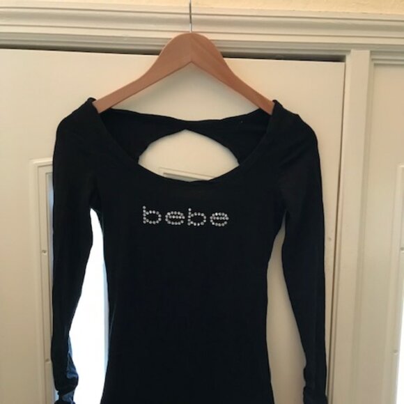 bebe Black Stretch Cotton shirt size S - Picture 3 of 4